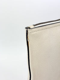White Leather Logo Print Portfolio Clutch Bag