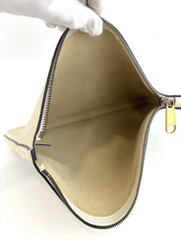 White Leather Logo Print Portfolio Clutch Bag