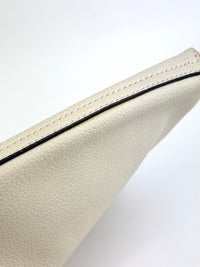 White Leather Logo Print Portfolio Clutch Bag