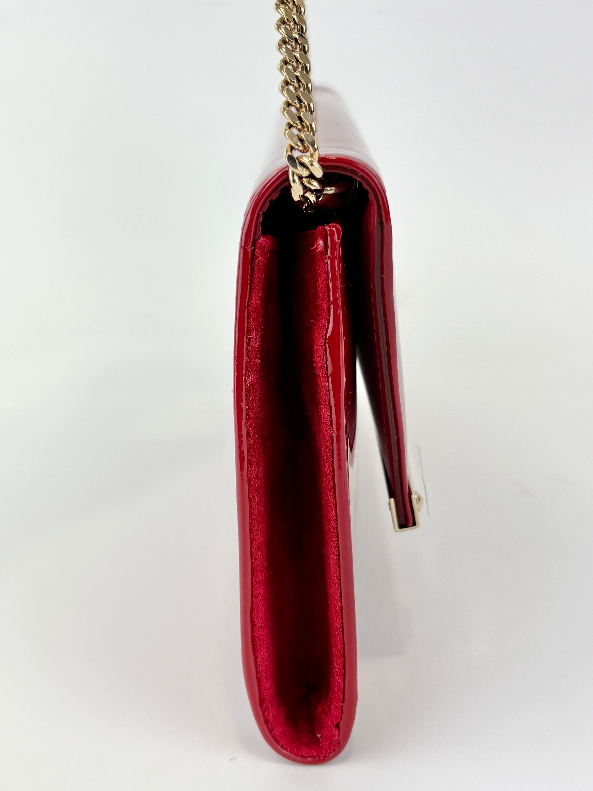 Margot Clutch in Red Patent