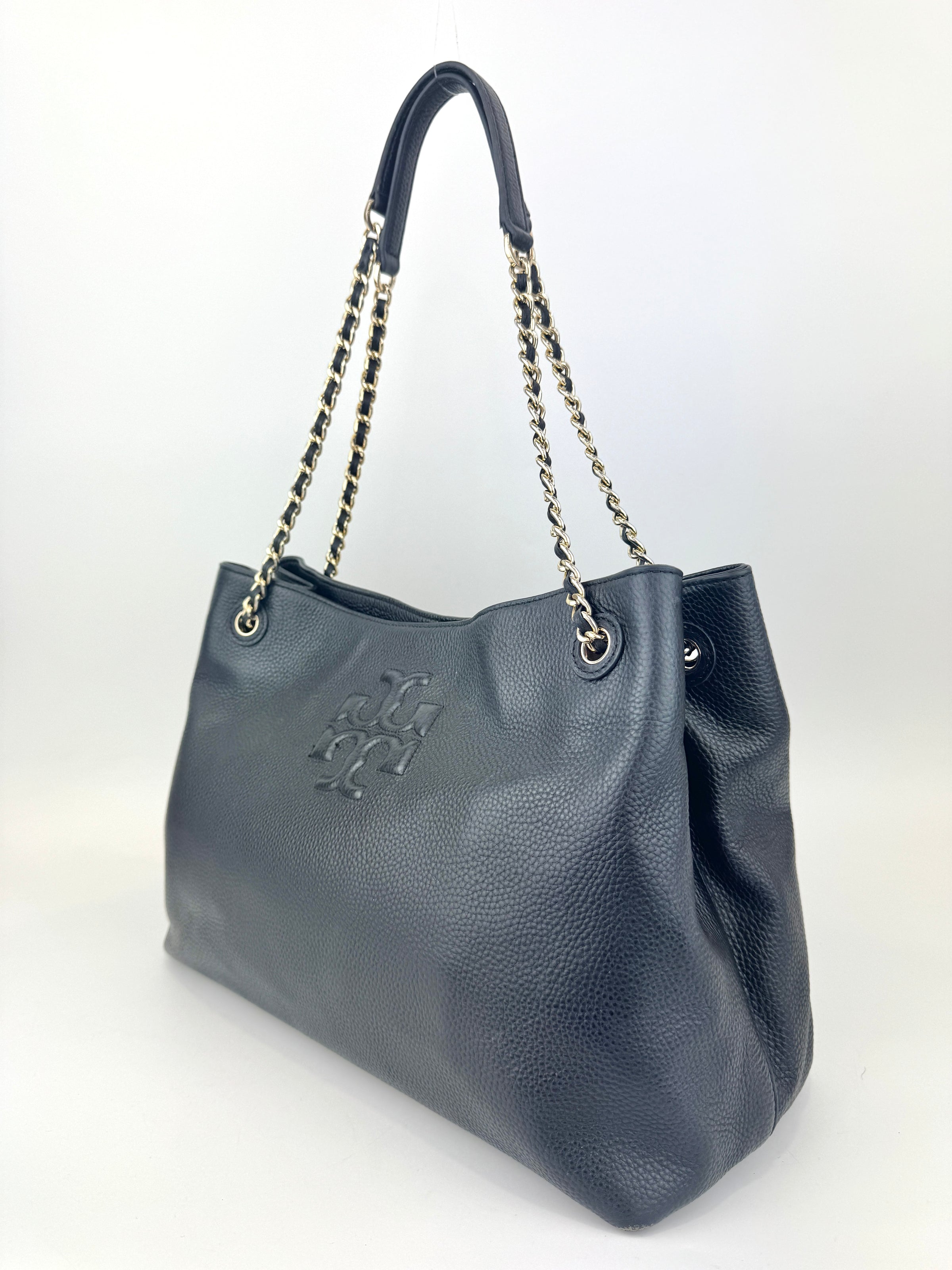 Black Thea Chain Slouchy Tote