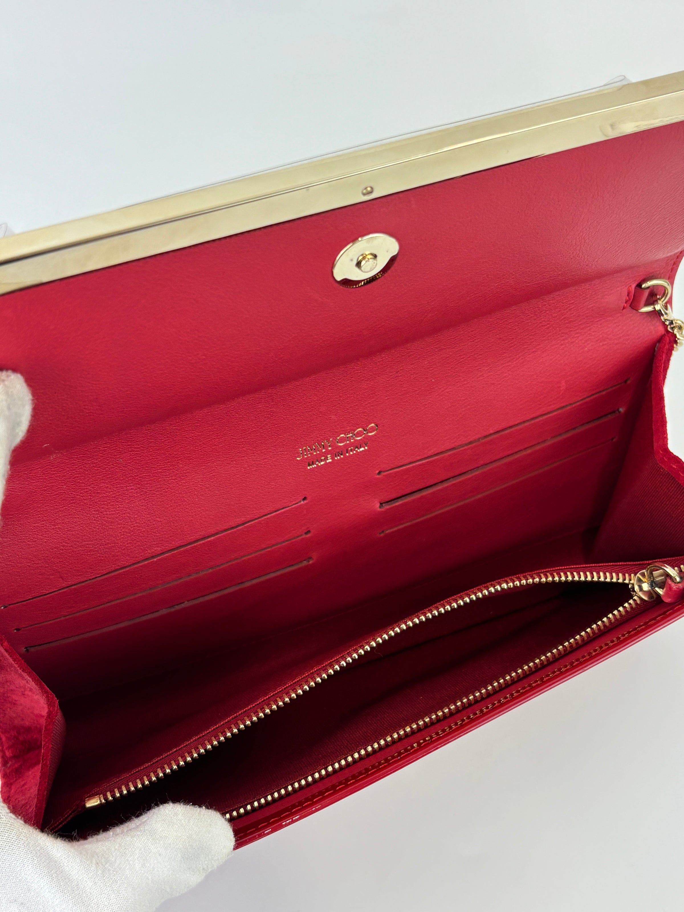 Margot Clutch in Red Patent