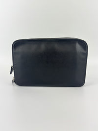 Black Saffiano Leather Portfolio Zip Clutch