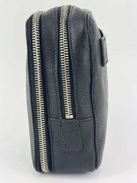 Black Saffiano Leather Portfolio Zip Clutch