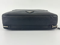 Black Saffiano Leather Portfolio Zip Clutch
