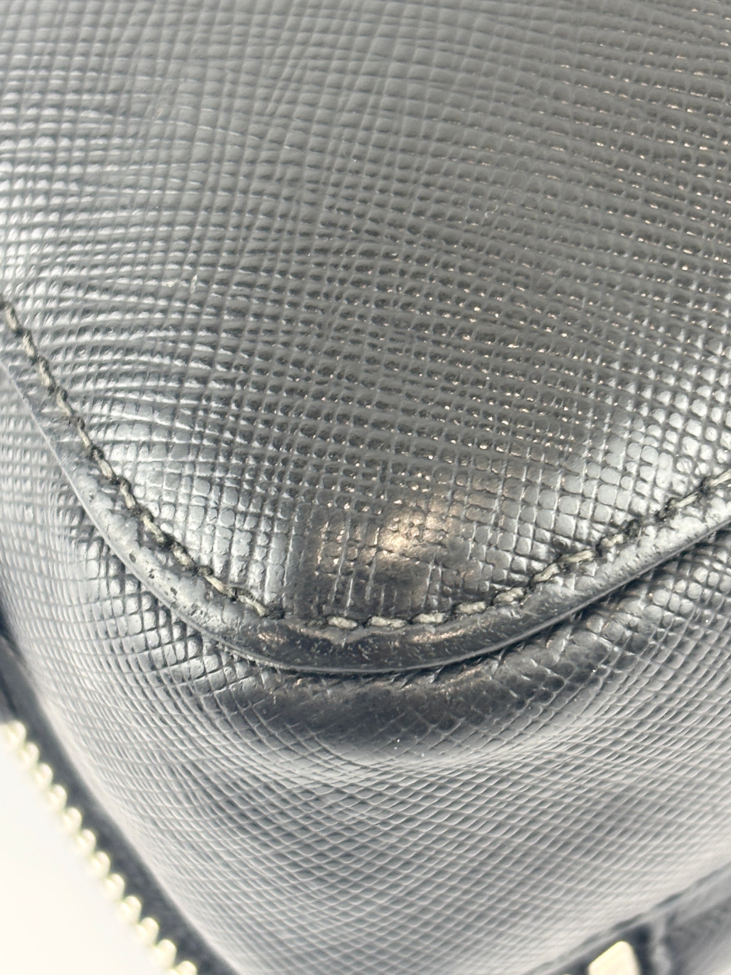 Black Saffiano Leather Portfolio Zip Clutch