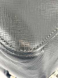 Black Saffiano Leather Portfolio Zip Clutch