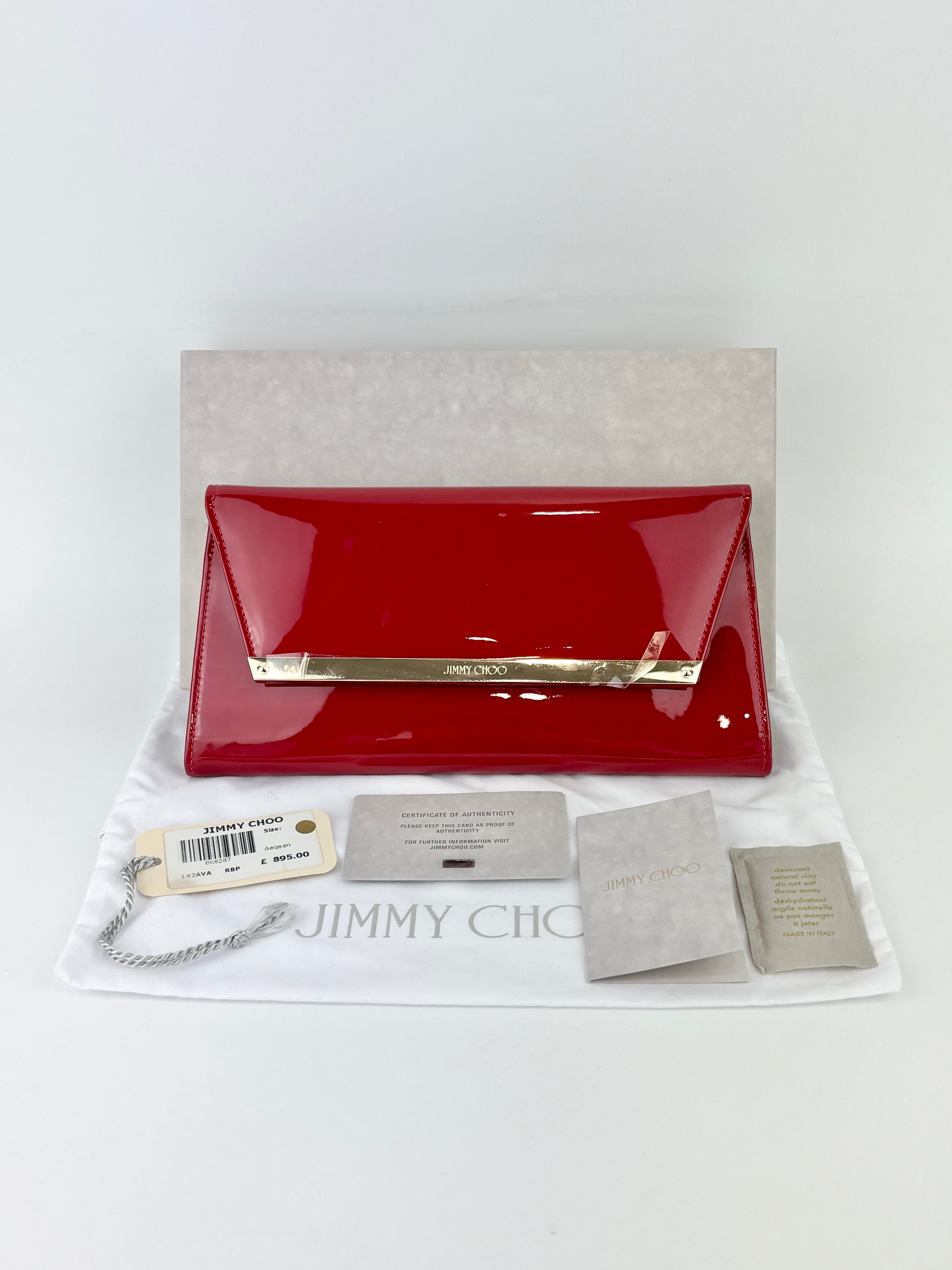 Margot Clutch in Red Patent