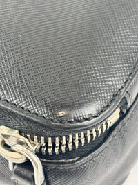 Black Saffiano Leather Portfolio Zip Clutch