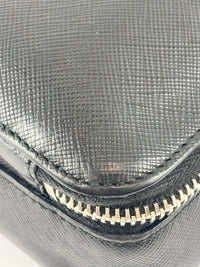 Black Saffiano Leather Portfolio Zip Clutch
