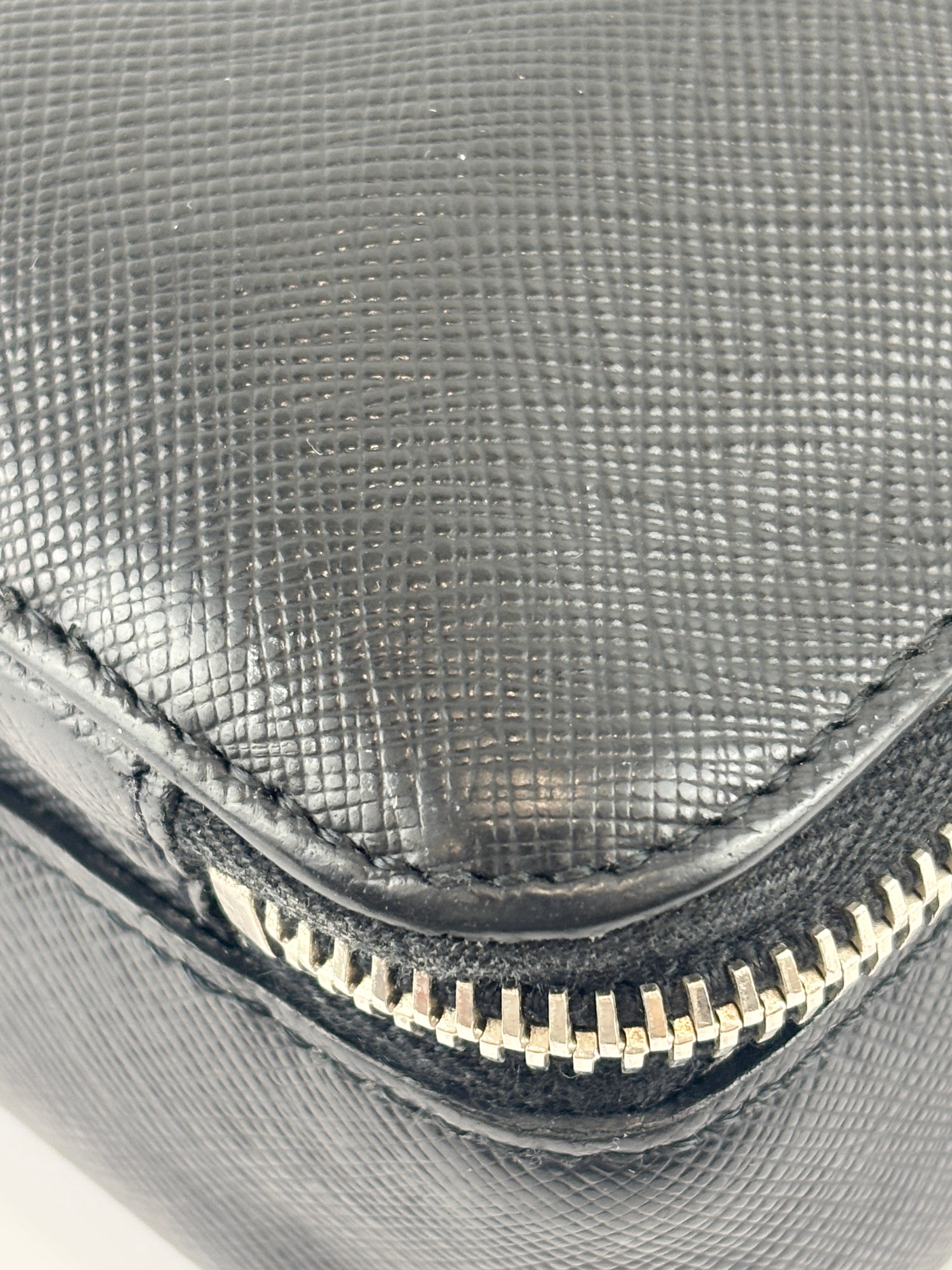 Black Saffiano Leather Portfolio Zip Clutch