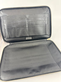 Black Saffiano Leather Portfolio Zip Clutch