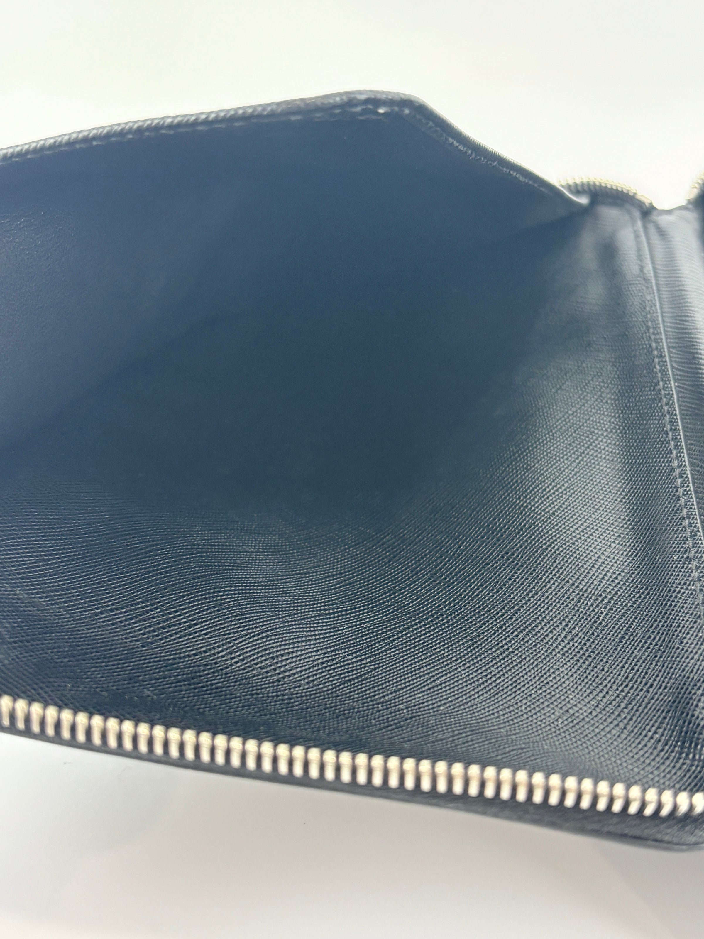 Black Saffiano Leather Portfolio Zip Clutch