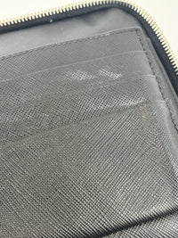 Black Saffiano Leather Portfolio Zip Clutch