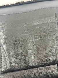 Black Saffiano Leather Portfolio Zip Clutch