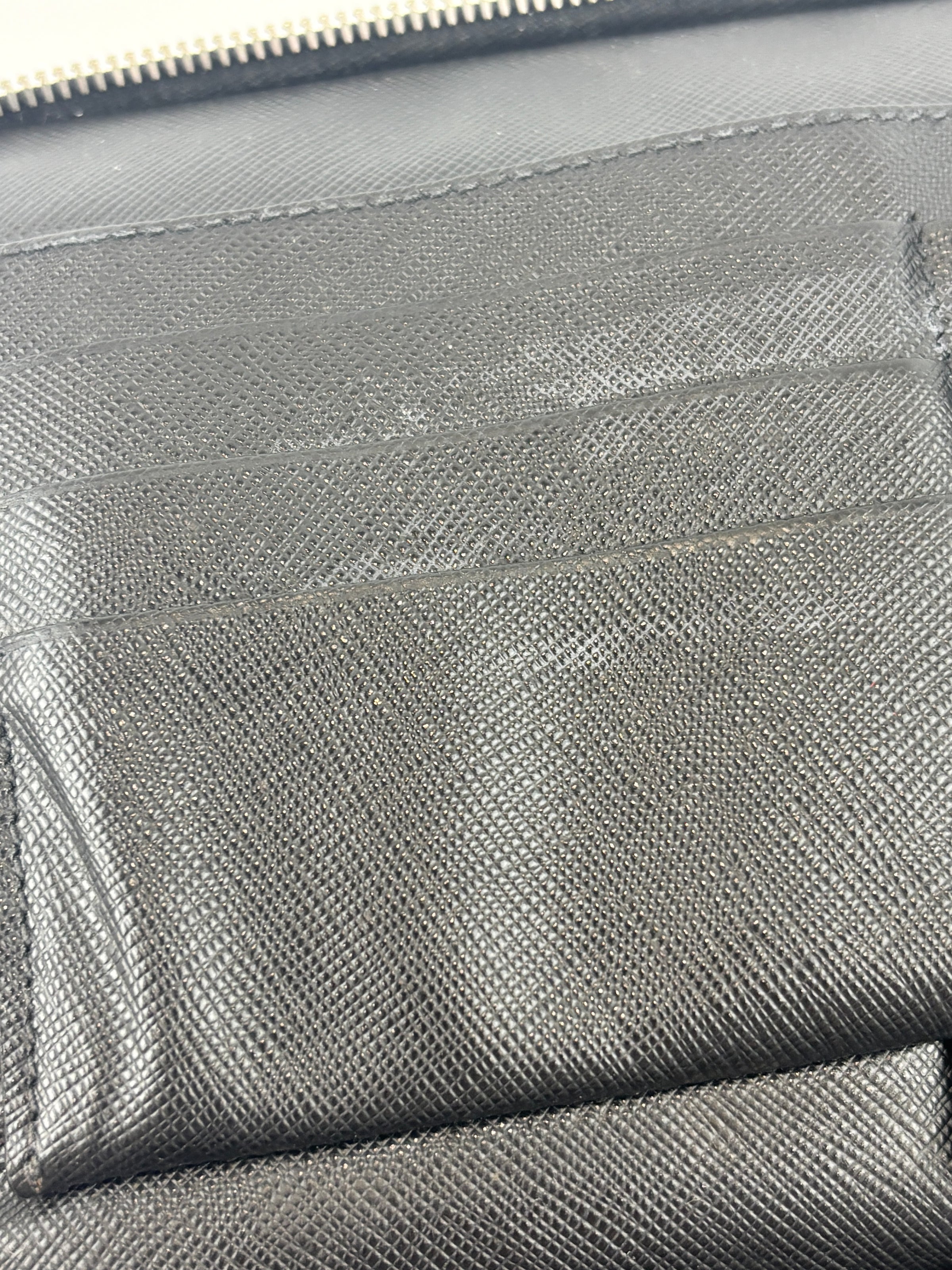 Black Saffiano Leather Portfolio Zip Clutch