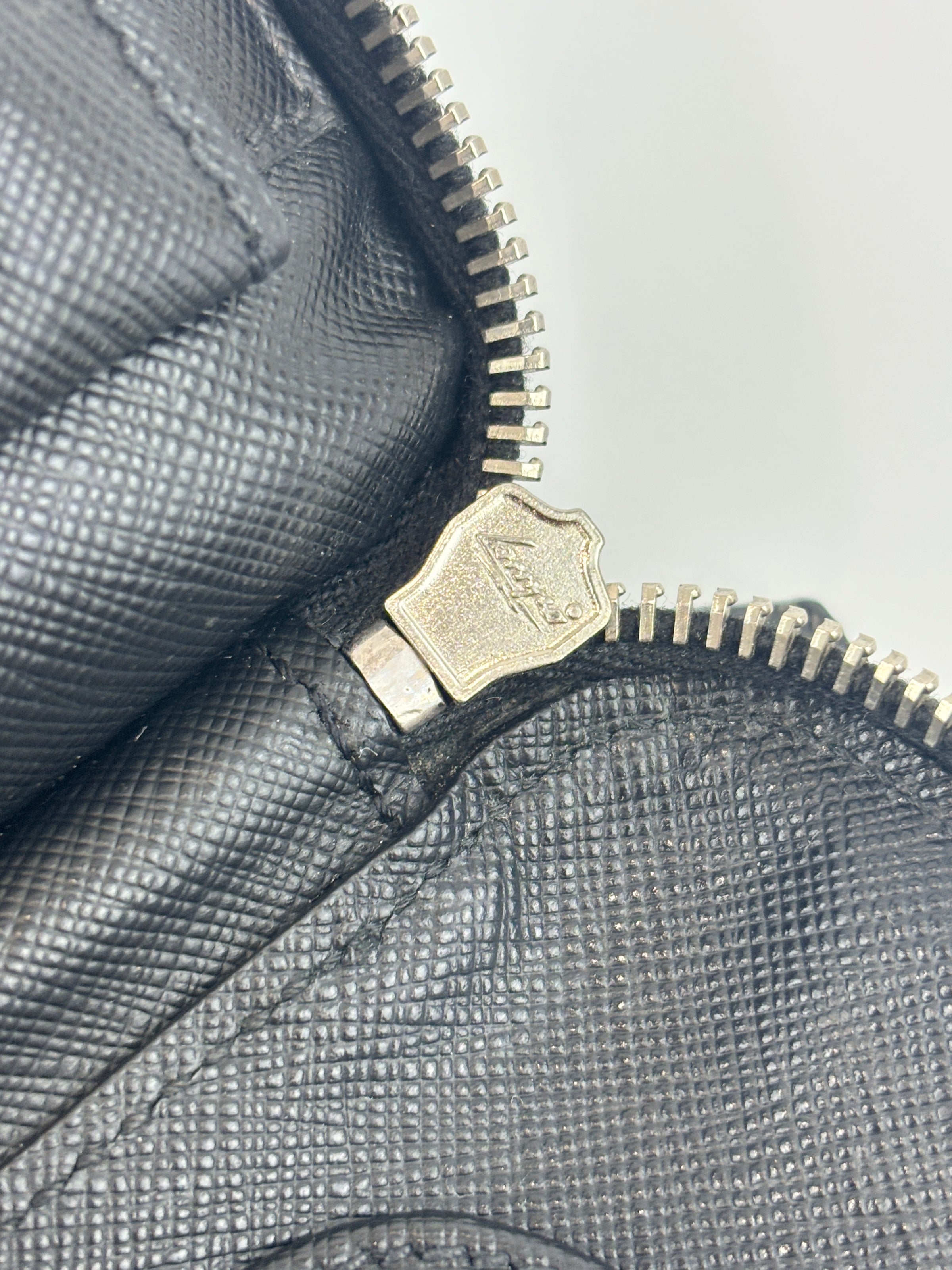 Black Saffiano Leather Portfolio Zip Clutch