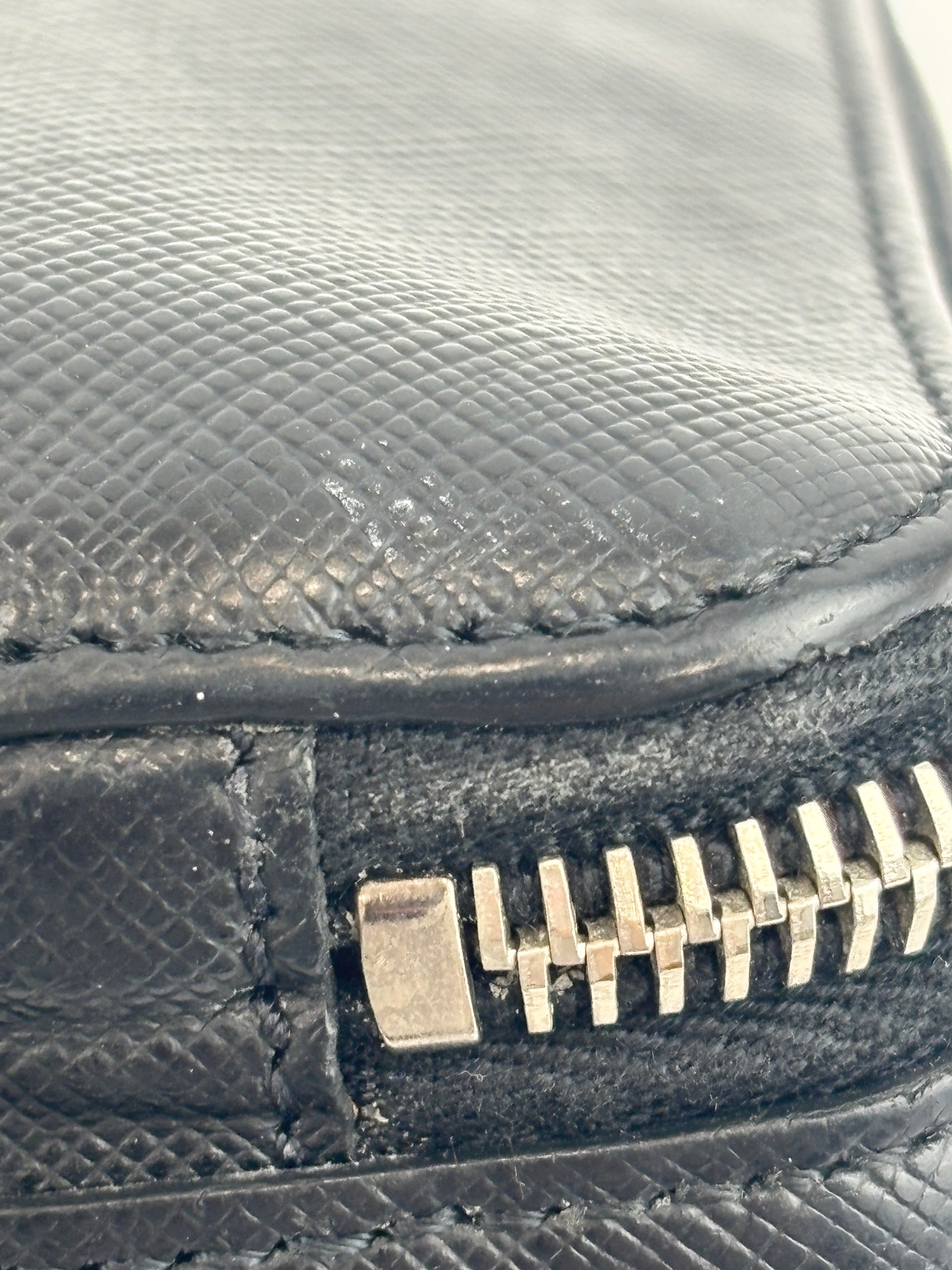 Black Saffiano Leather Portfolio Zip Clutch