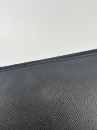 Black Saffiano Leather Portfolio Zip Clutch