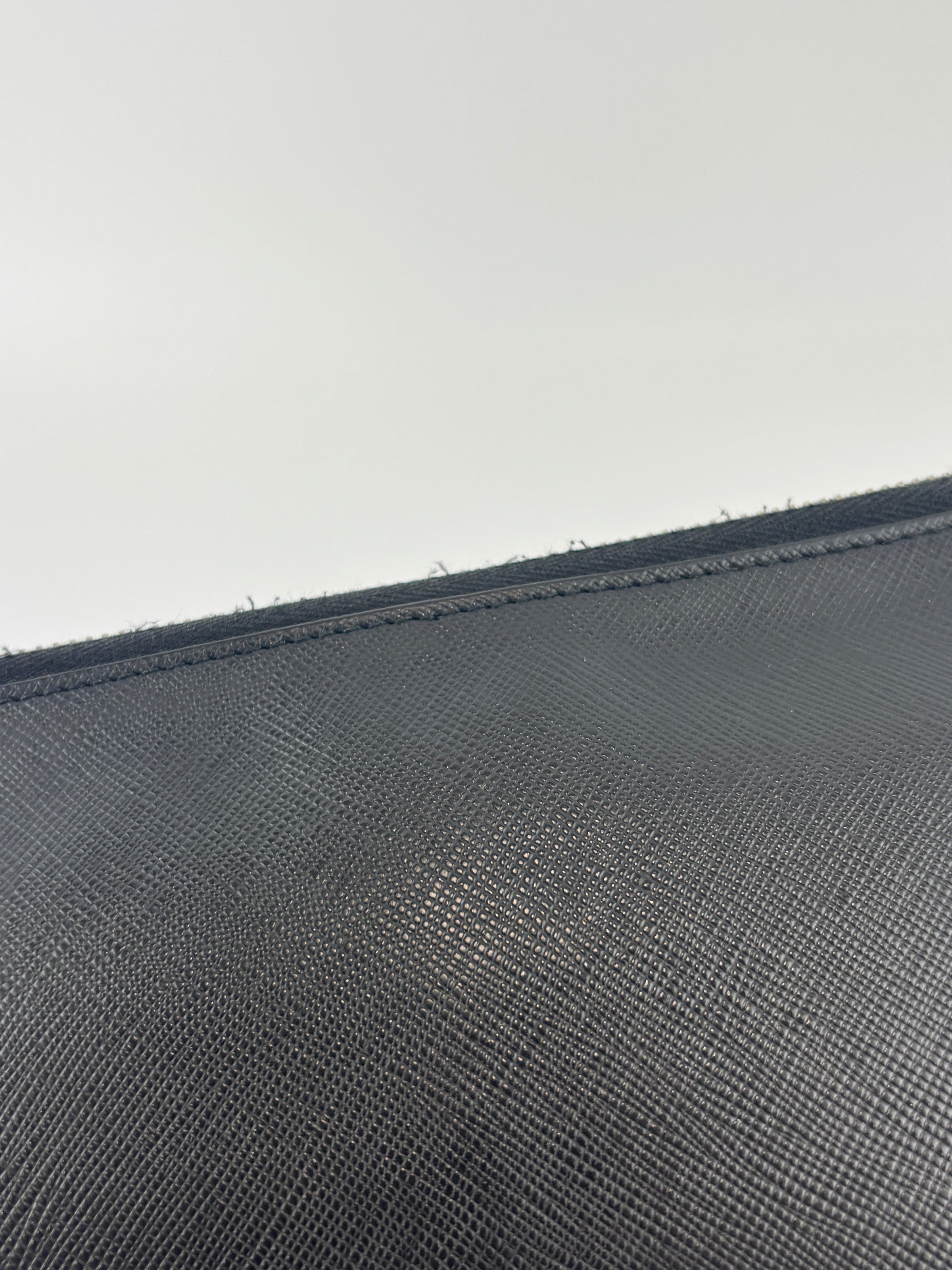 Black Saffiano Leather Portfolio Zip Clutch