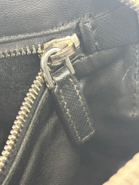 Black Saffiano Leather Portfolio Zip Clutch