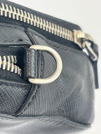 Black Saffiano Leather Portfolio Zip Clutch