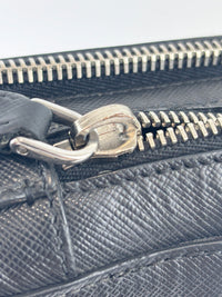 Black Saffiano Leather Portfolio Zip Clutch