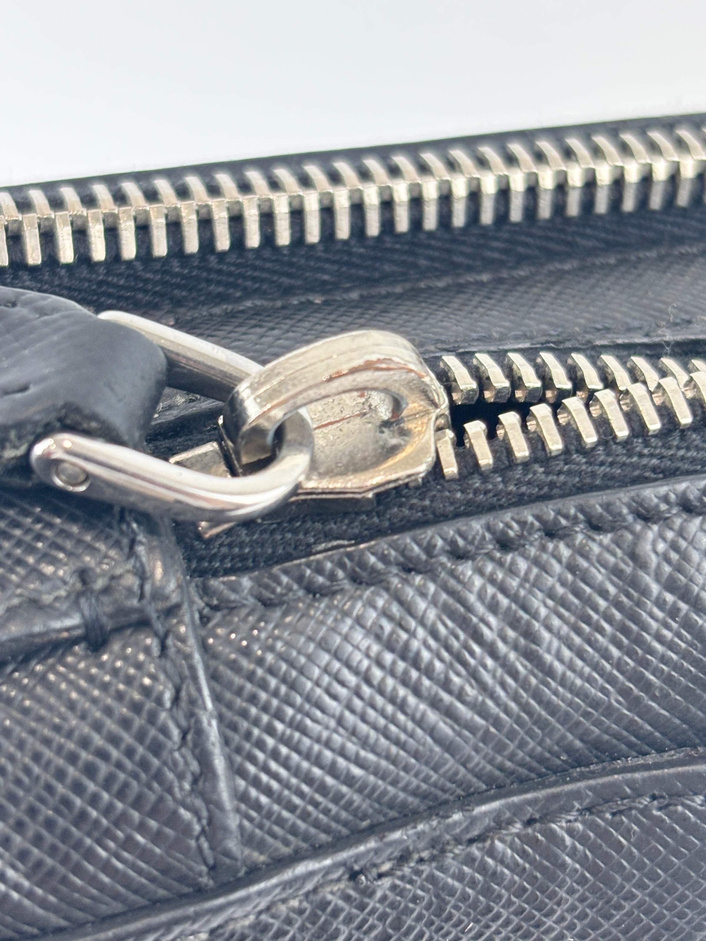 Black Saffiano Leather Portfolio Zip Clutch