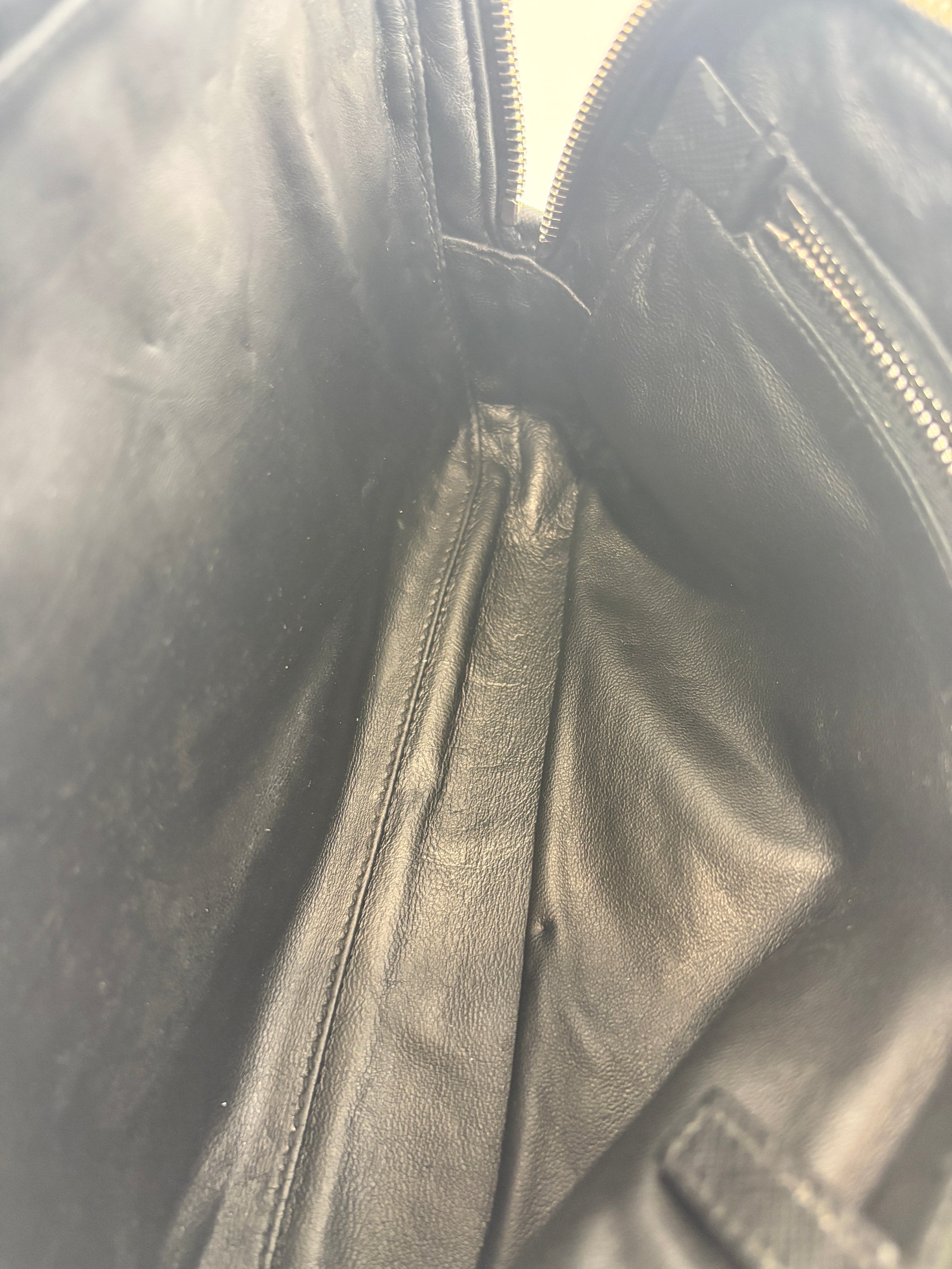 Black Saffiano Leather Portfolio Zip Clutch