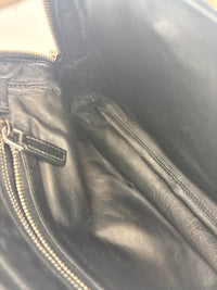 Black Saffiano Leather Portfolio Zip Clutch