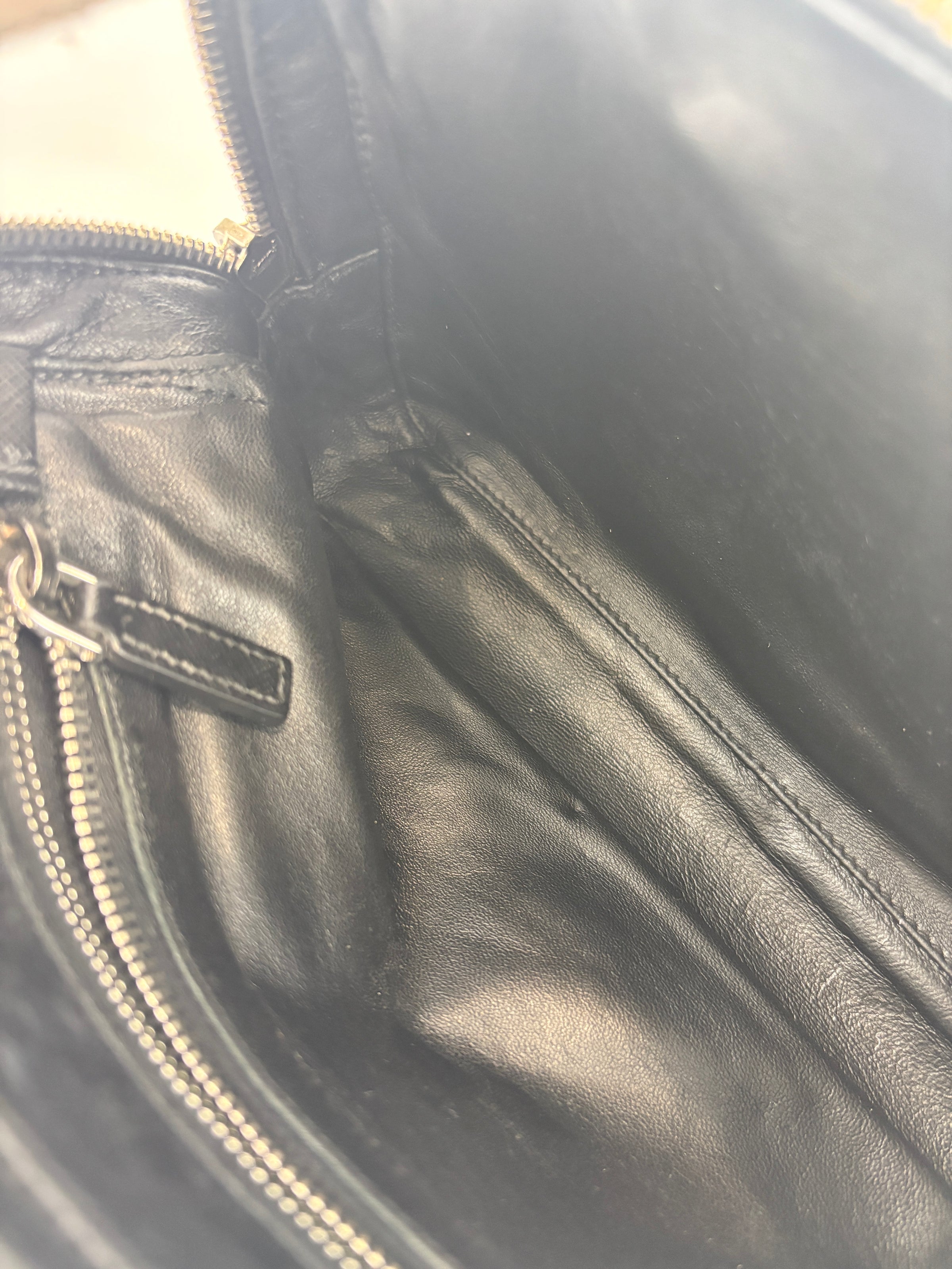 Black Saffiano Leather Portfolio Zip Clutch