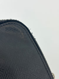 Black Saffiano Leather Portfolio Zip Clutch