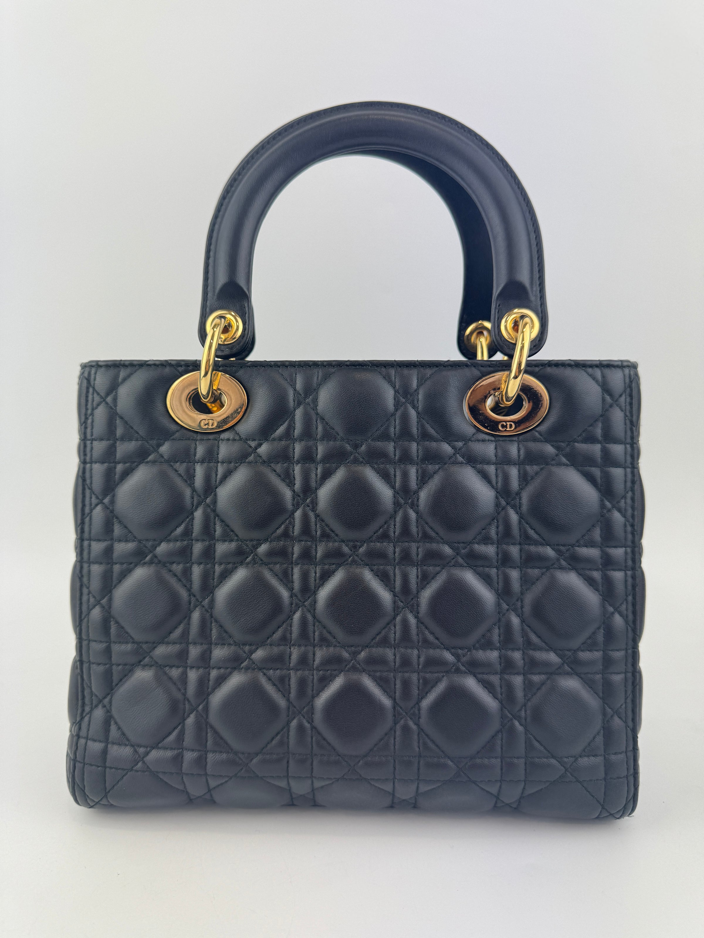 Medium Lady Dior Black Cannage Lambskin GHW