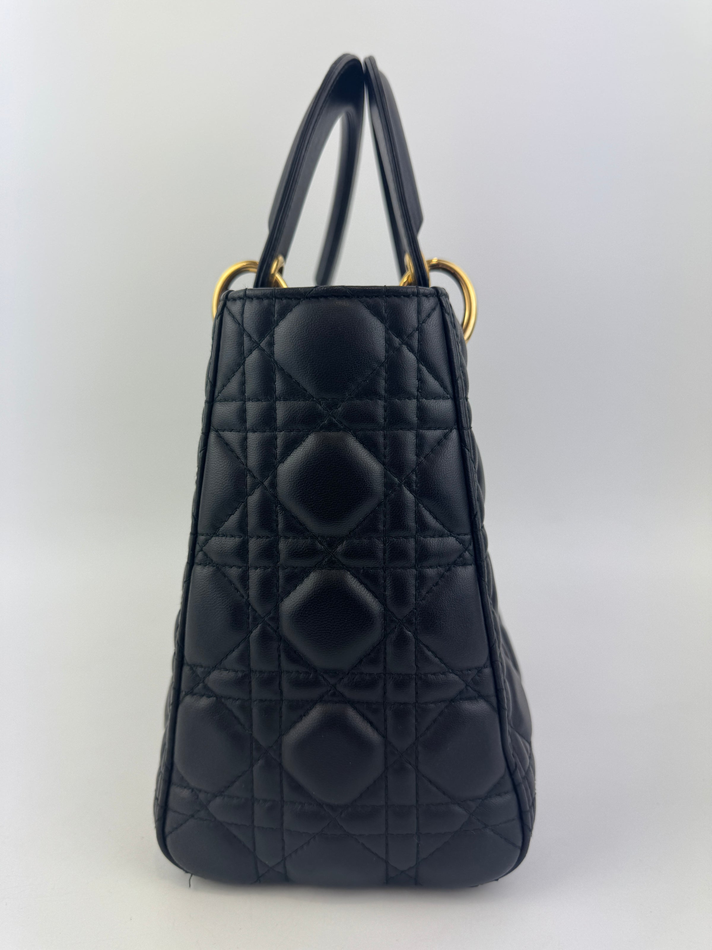 Medium Lady Dior Black Cannage Lambskin GHW