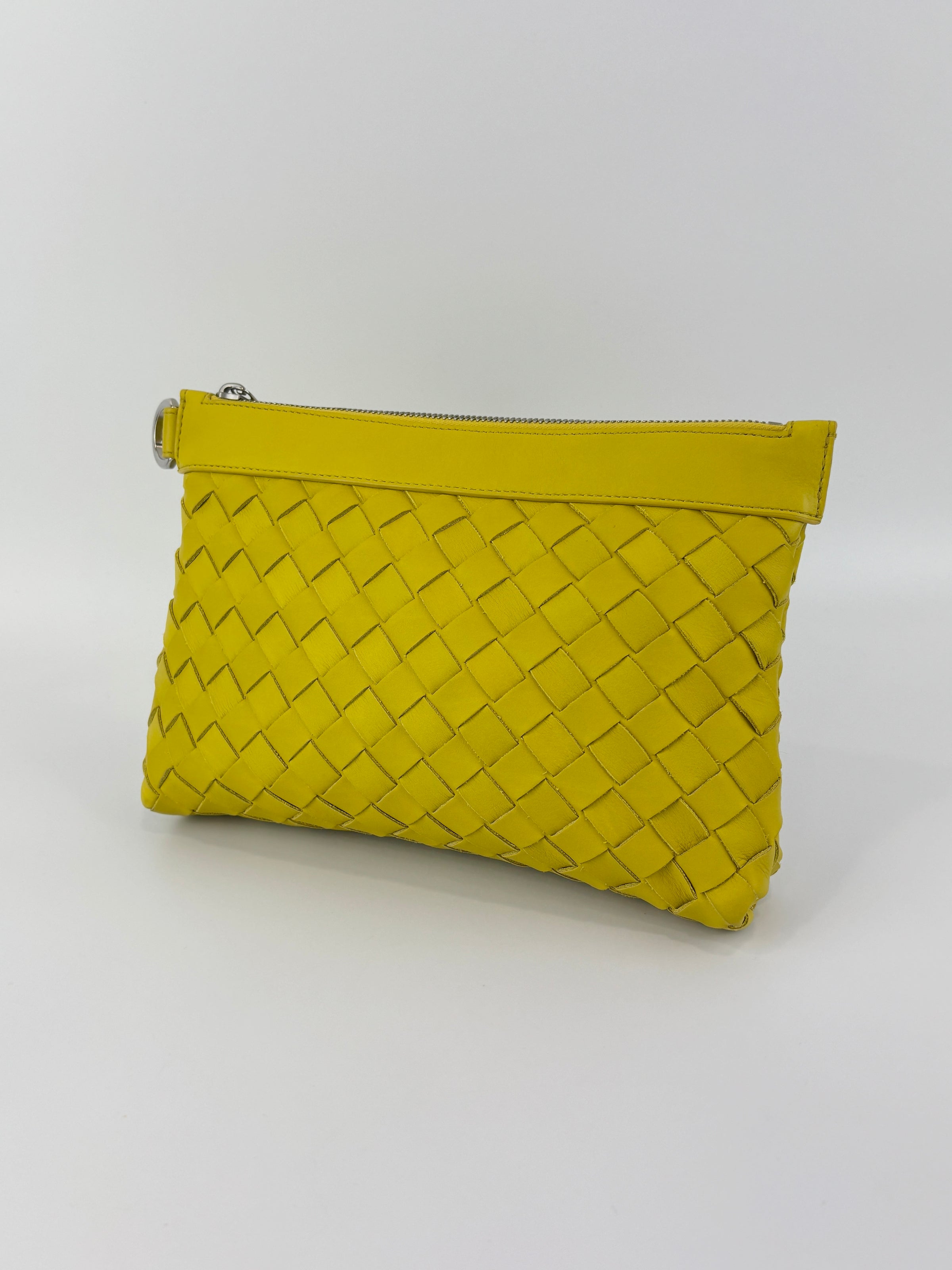 Small Document Case Yellow Intrecciato Hydrology Calfskin