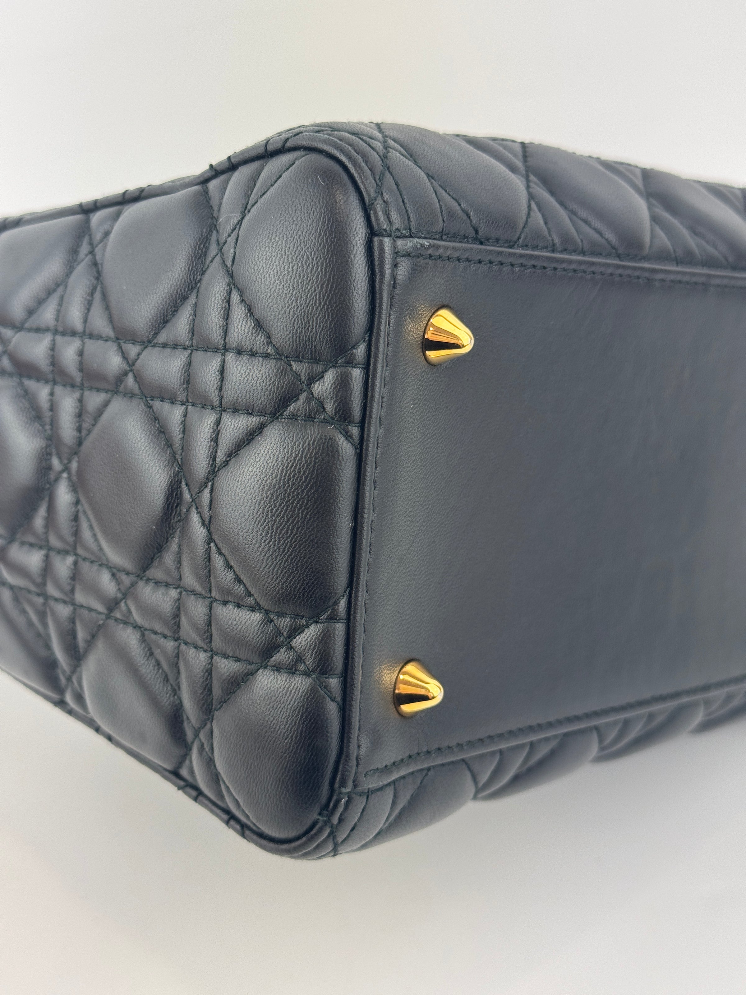 Medium Lady Dior Black Cannage Lambskin GHW