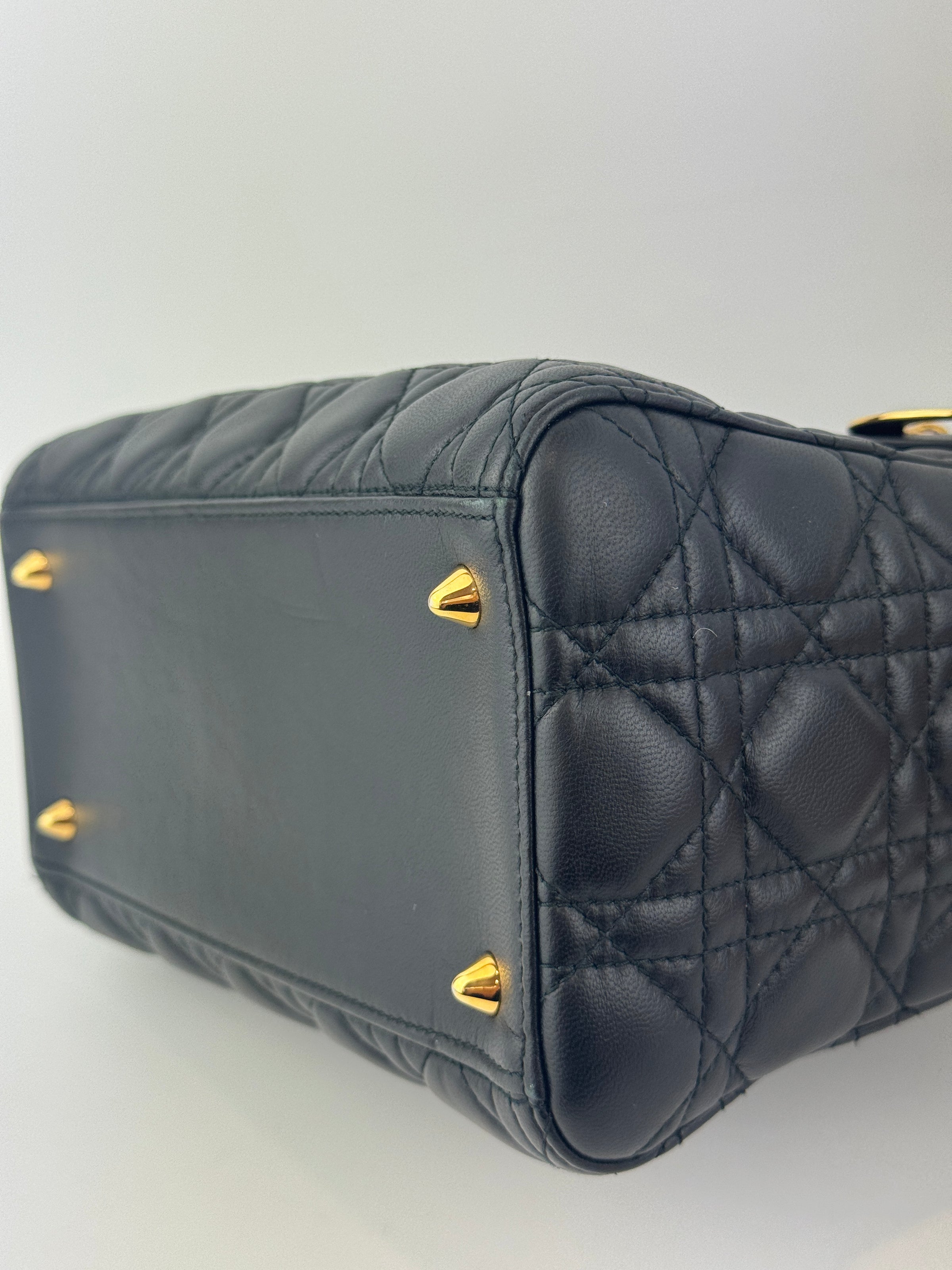 Medium Lady Dior Black Cannage Lambskin GHW