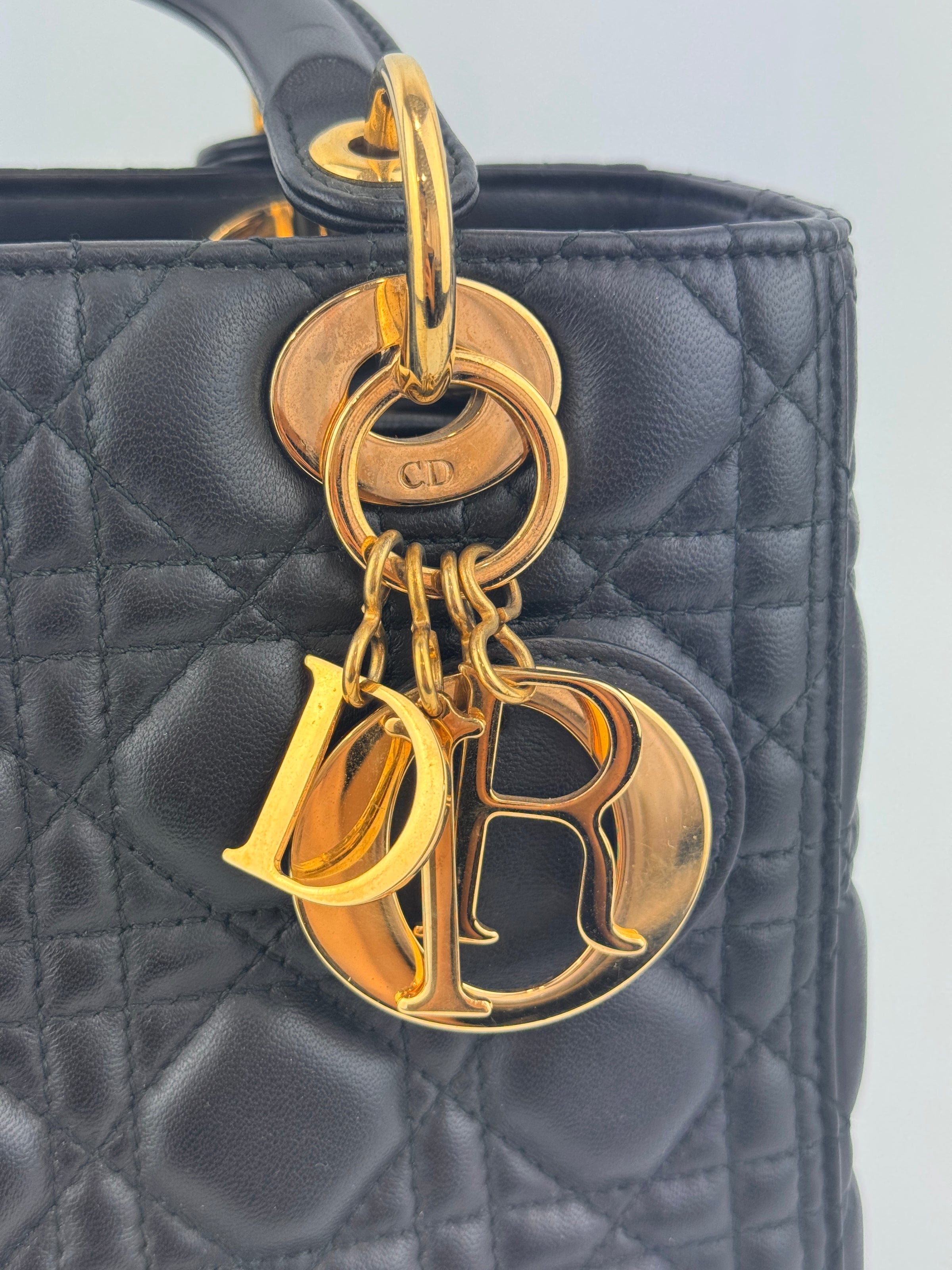 Medium Lady Dior Black Cannage Lambskin GHW