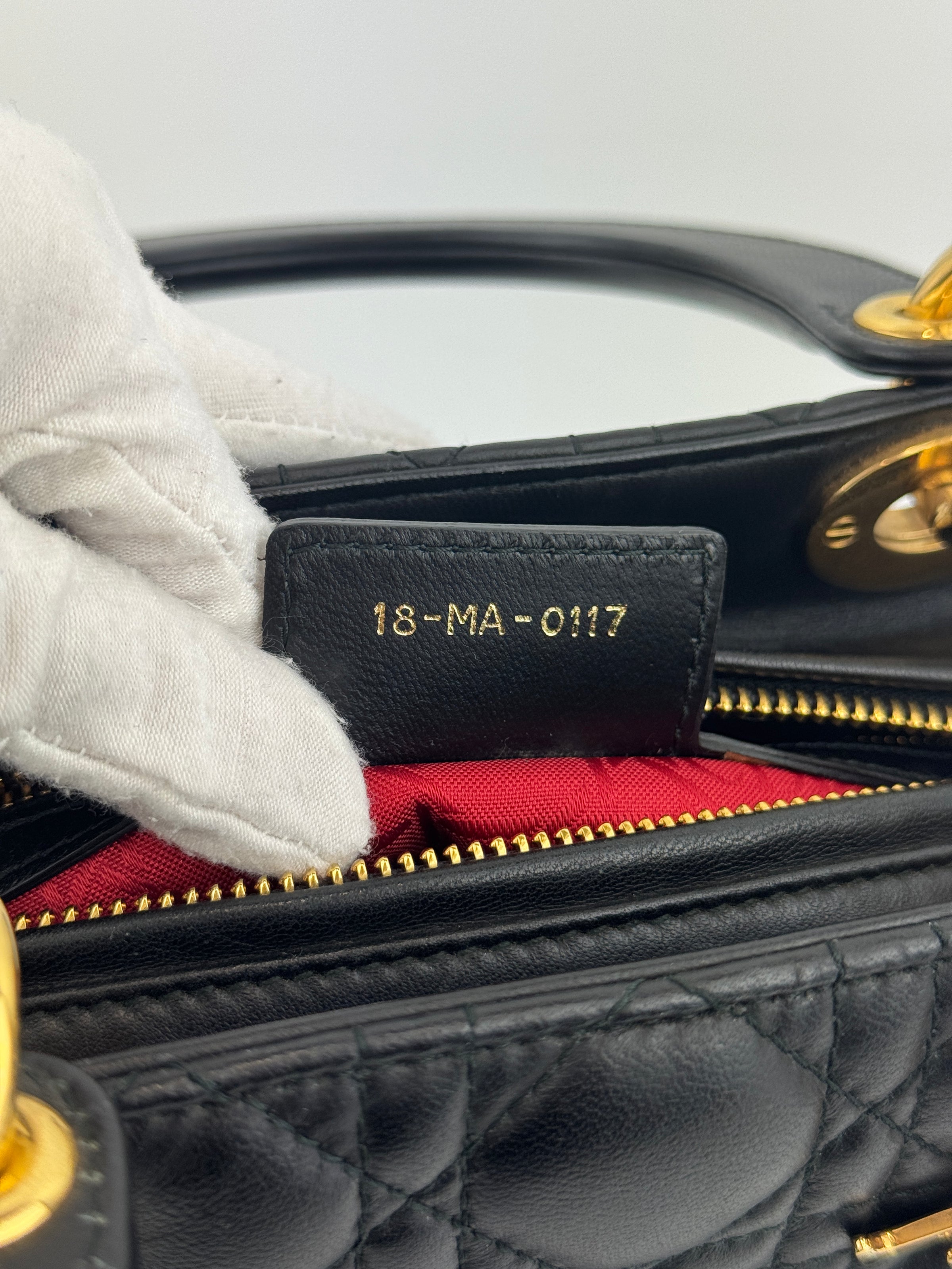 Medium Lady Dior Black Cannage Lambskin GHW