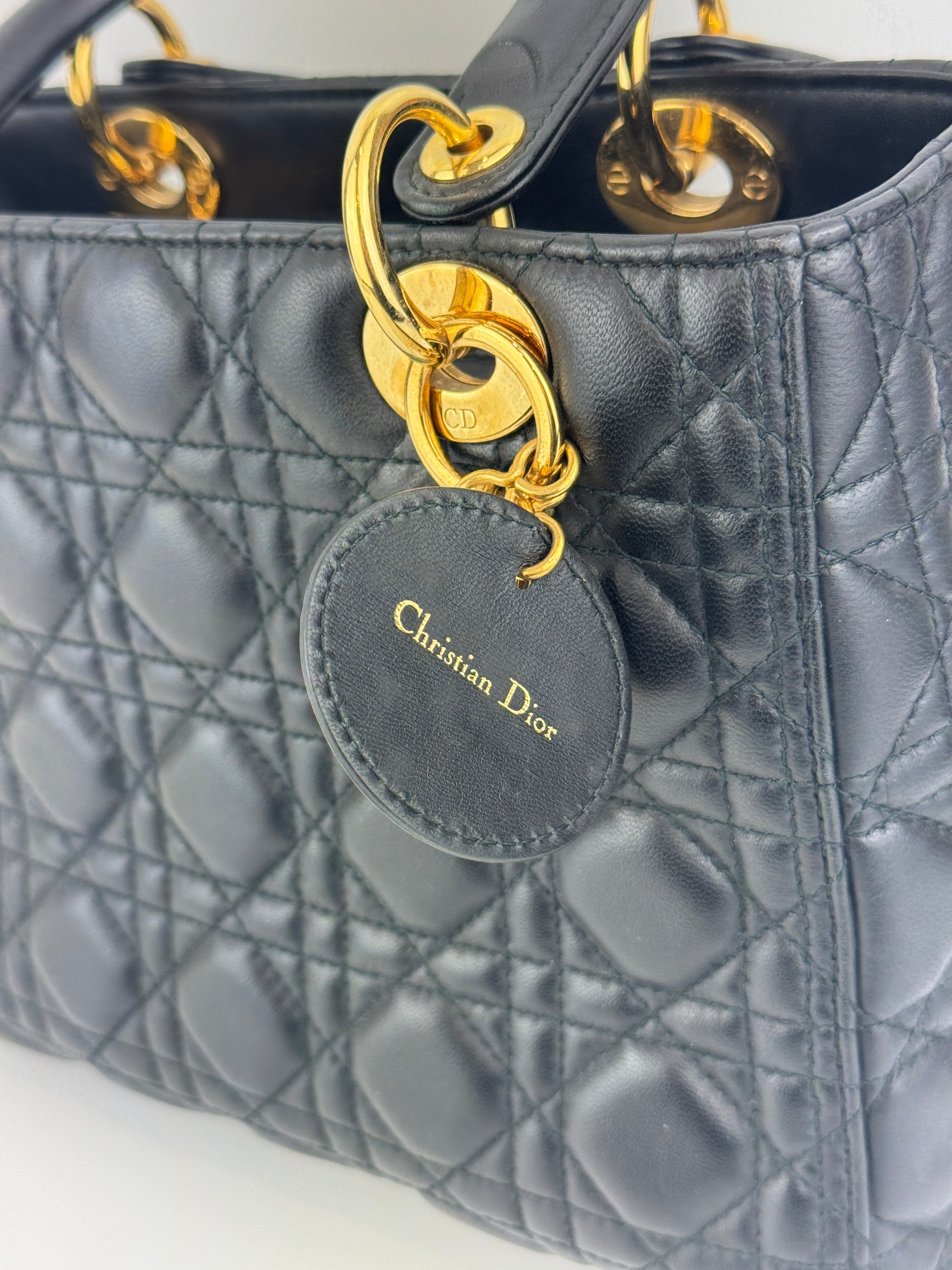 Medium Lady Dior Black Cannage Lambskin GHW