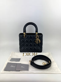 Medium Lady Dior Black Cannage Lambskin GHW