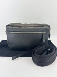 Nylon and Leather Messenger / Camera Bag Khaki/Black