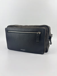 Nylon and Leather Messenger / Camera Bag Khaki/Black
