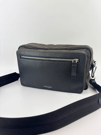 Nylon and Leather Messenger / Camera Bag Khaki/Black