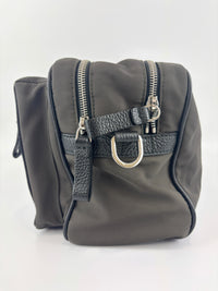 Nylon and Leather Messenger / Camera Bag Khaki/Black