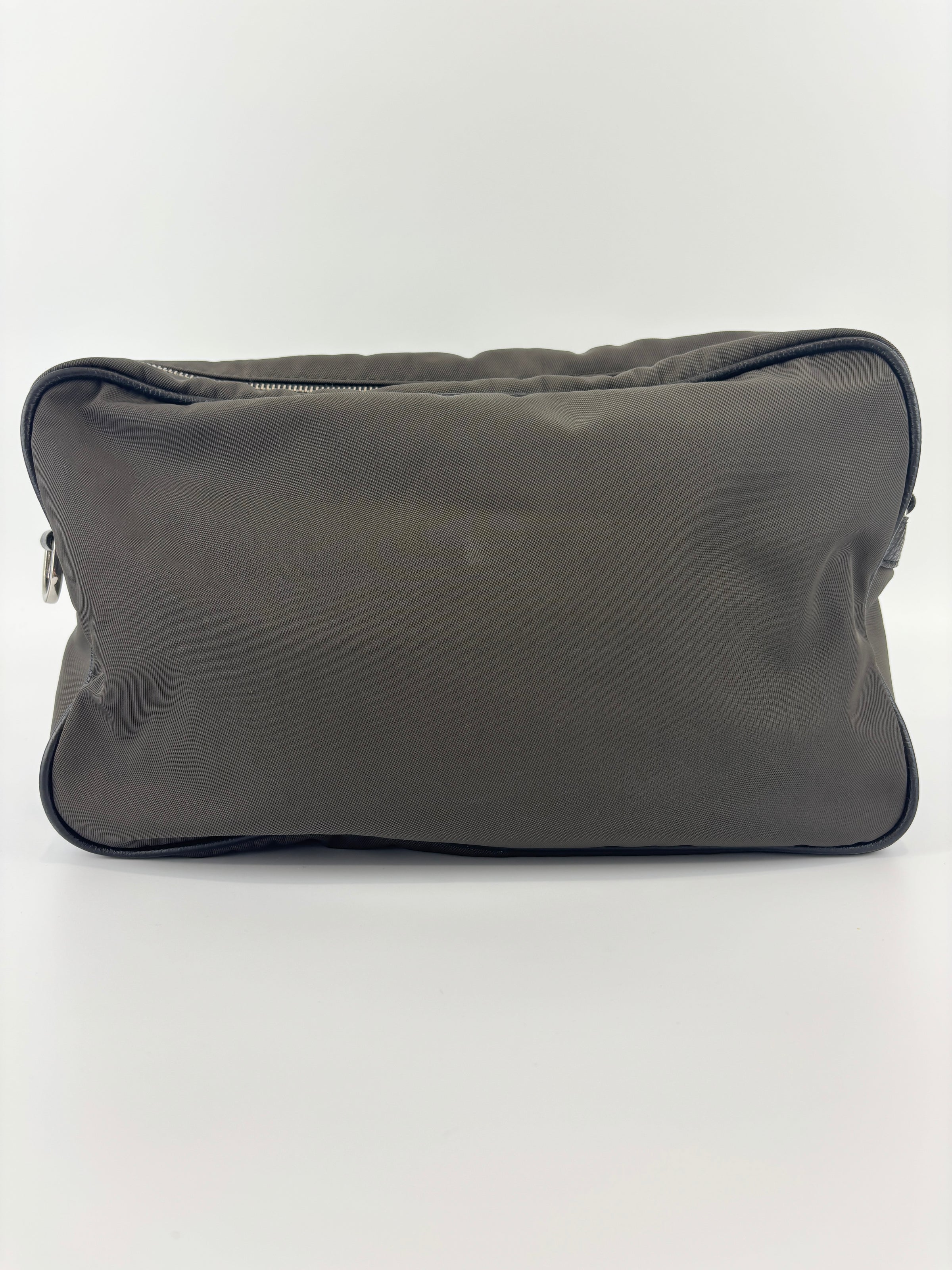 Nylon and Leather Messenger / Camera Bag Khaki/Black