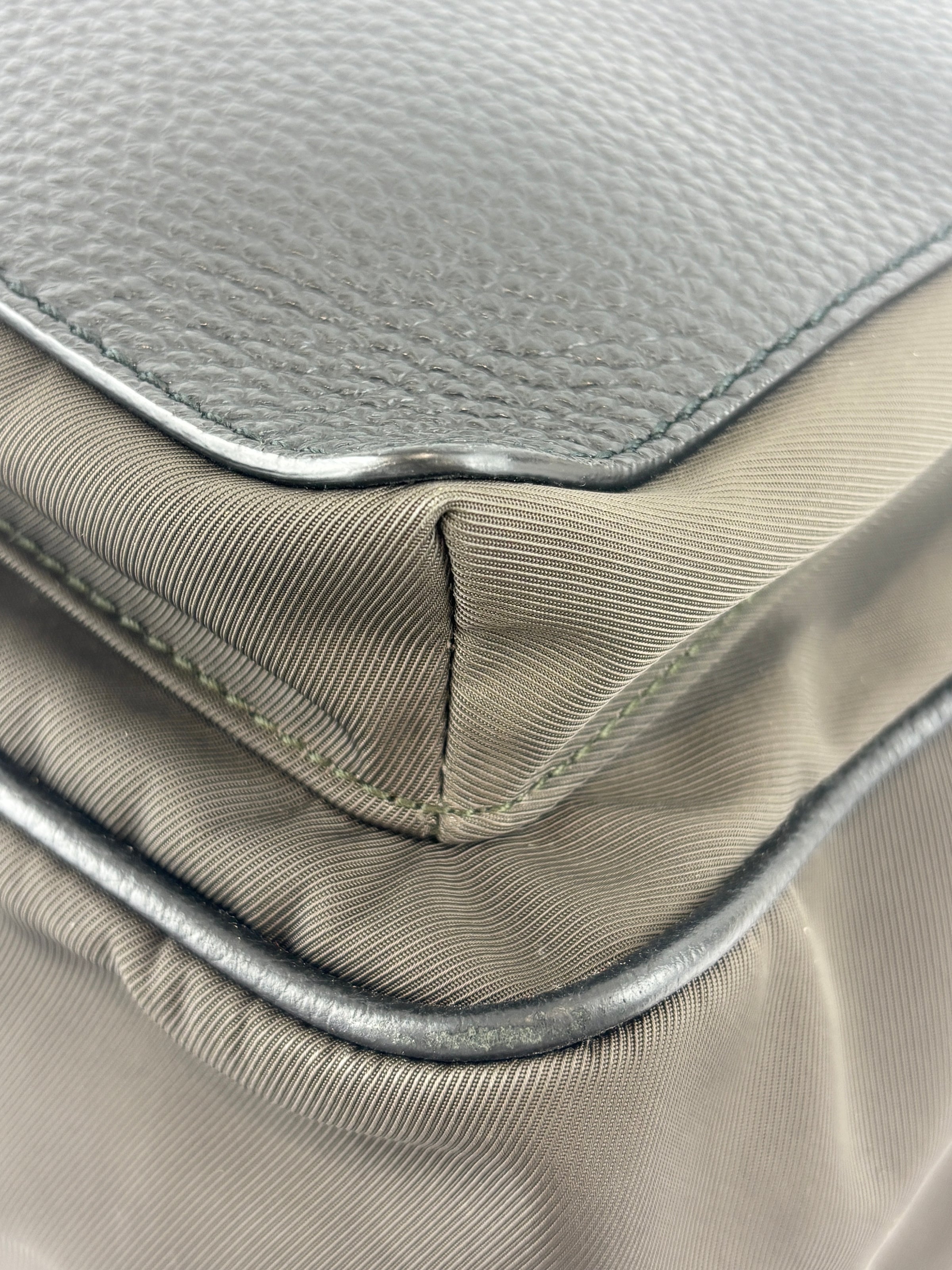 Nylon and Leather Messenger / Camera Bag Khaki/Black