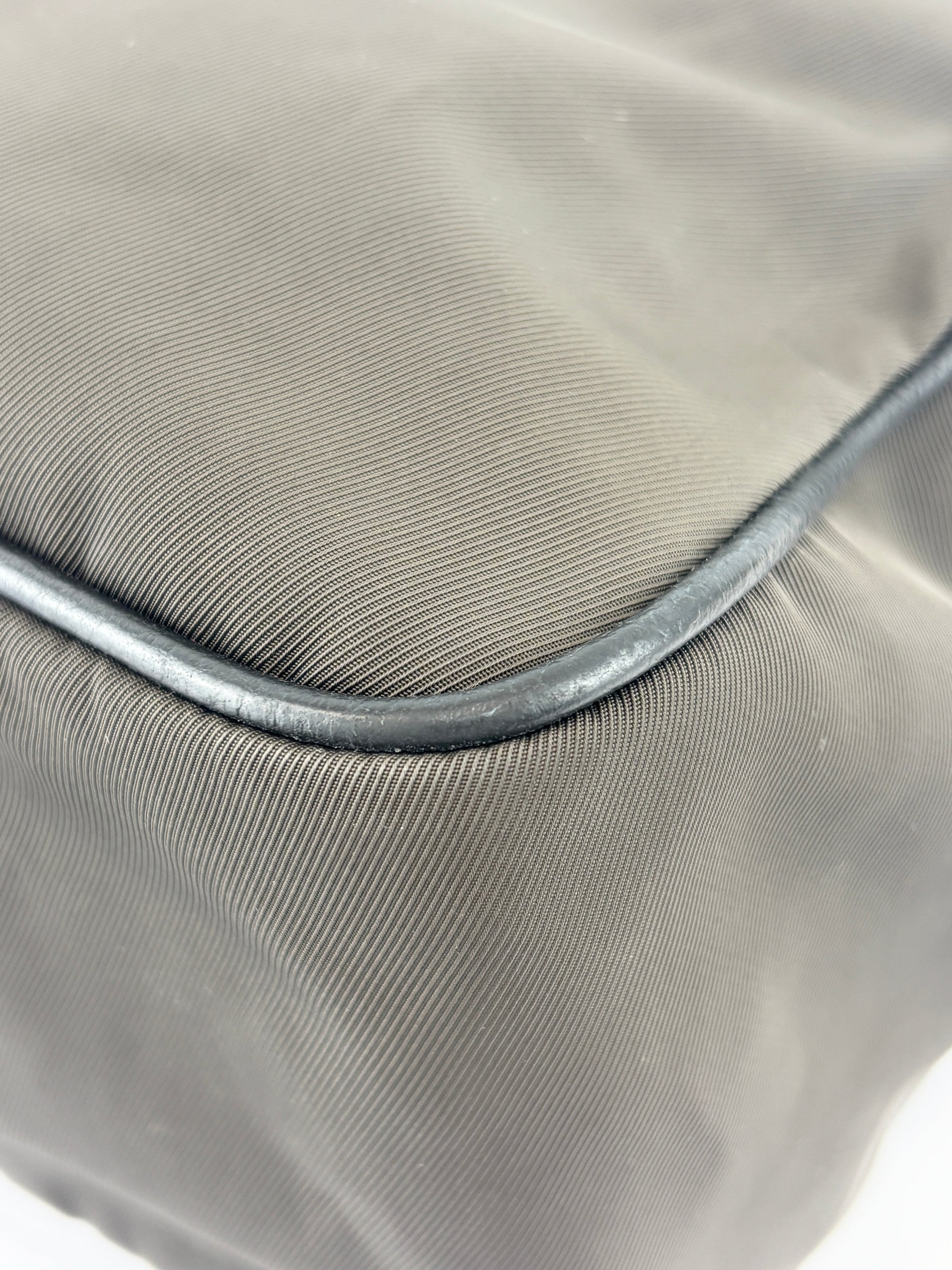 Nylon and Leather Messenger / Camera Bag Khaki/Black