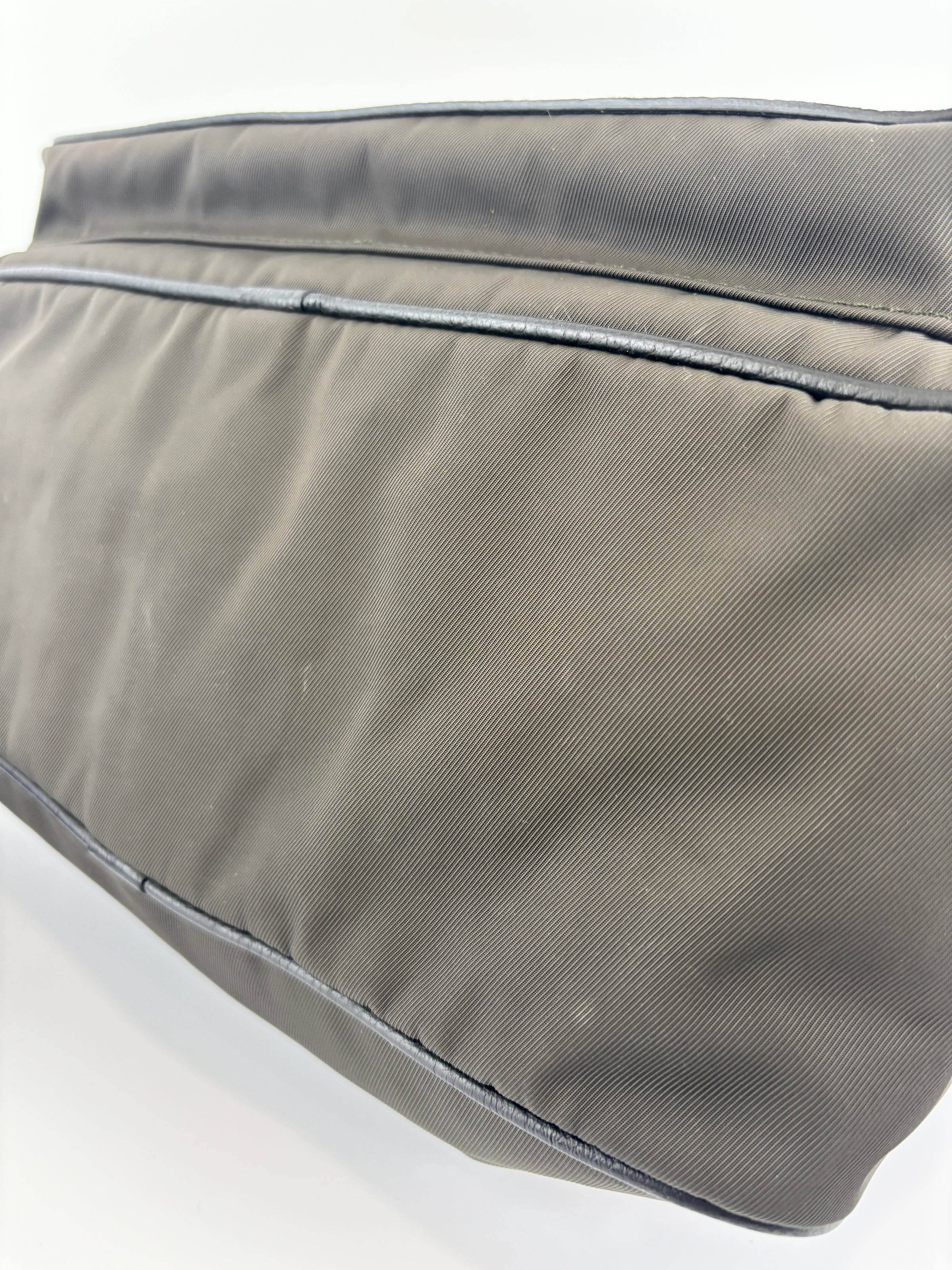 Nylon and Leather Messenger / Camera Bag Khaki/Black