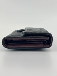 Black Caviar Quilted Classic Flap Wallet SHW
